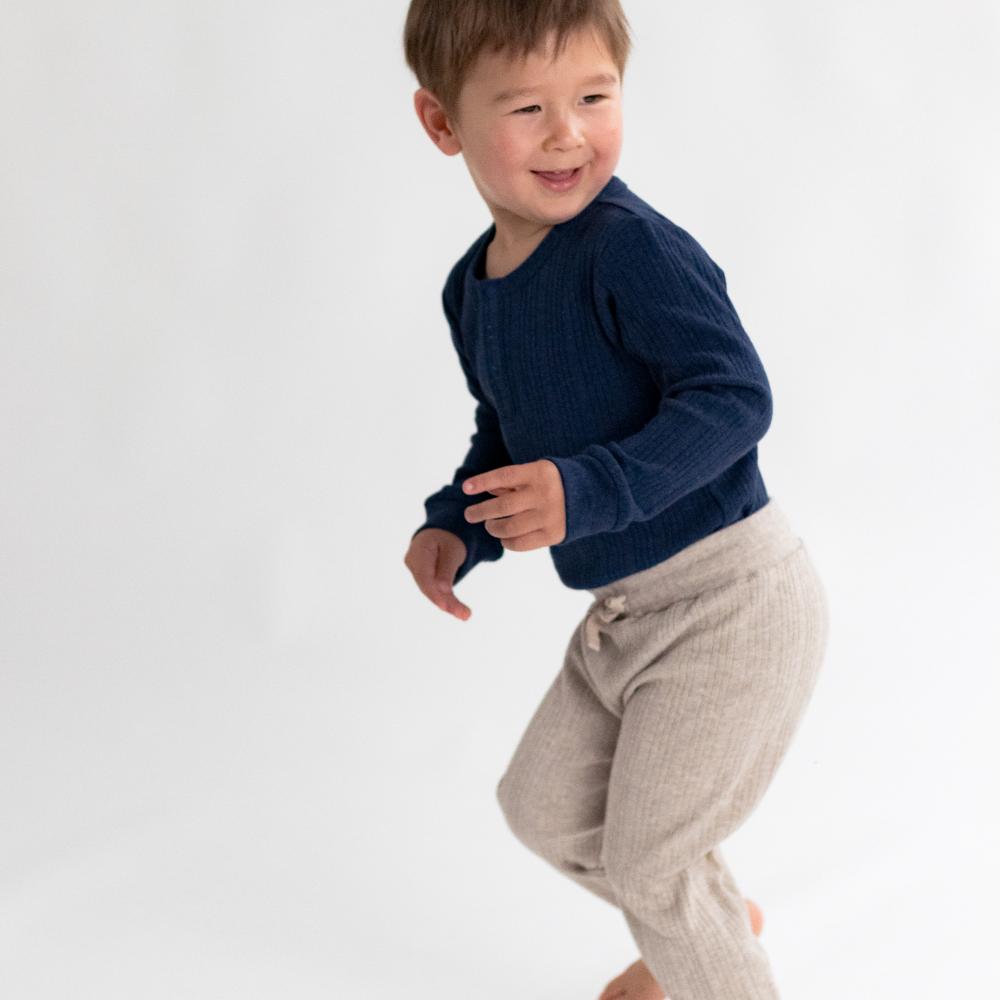 Woolbabe Organic Cotton/Merino Relaxed Pants - Dune Marl