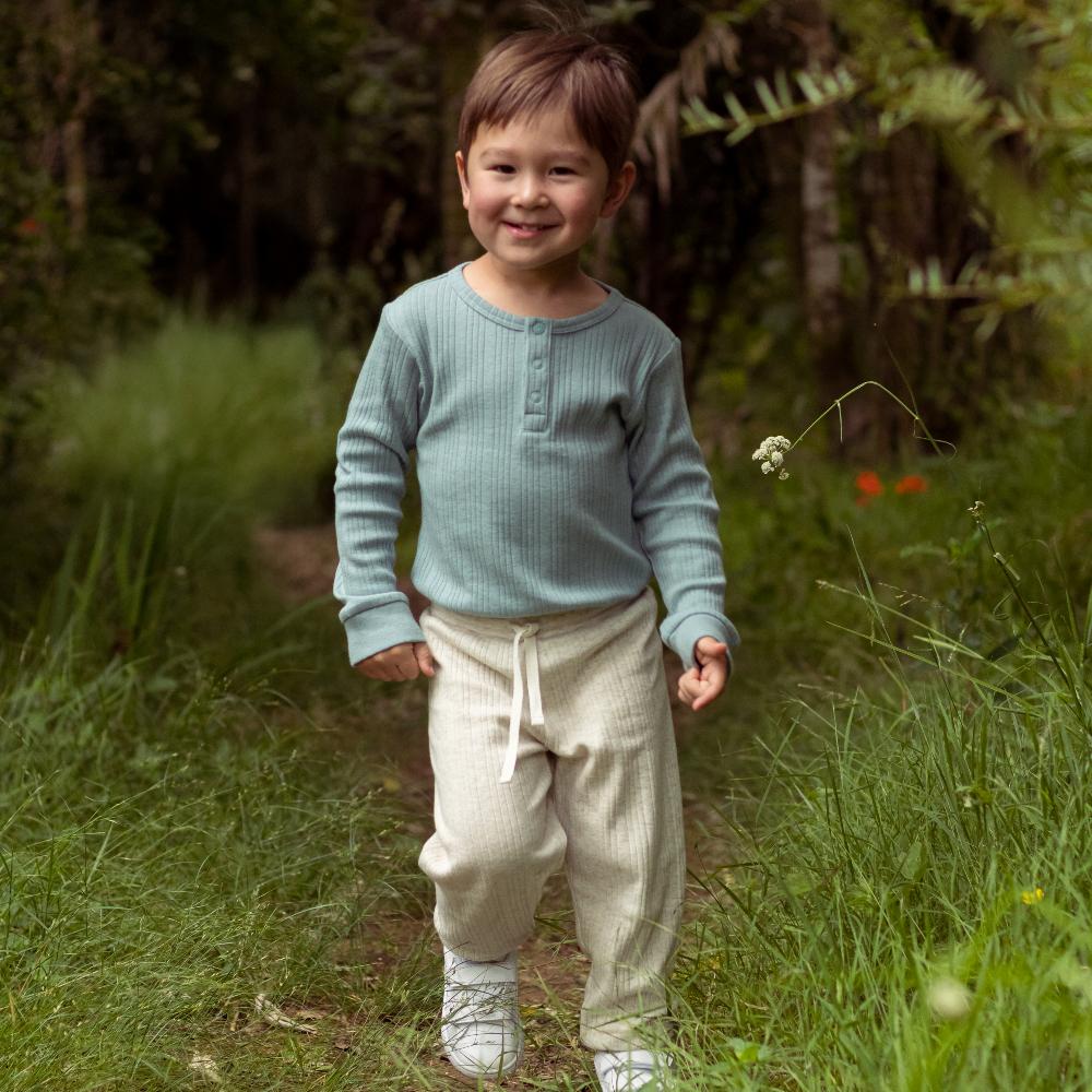 Woolbabe Organic Cotton/Merino Relaxed Pants - Natural Marl