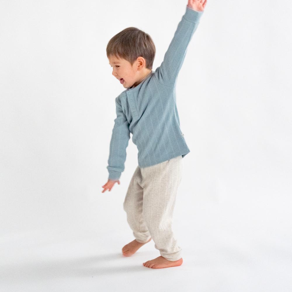 Woolbabe Organic Cotton/Merino Relaxed Pants - Natural Marl