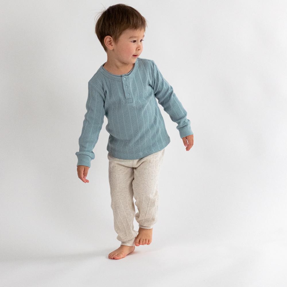 Woolbabe Organic Cotton/Merino Relaxed Pants - Natural Marl