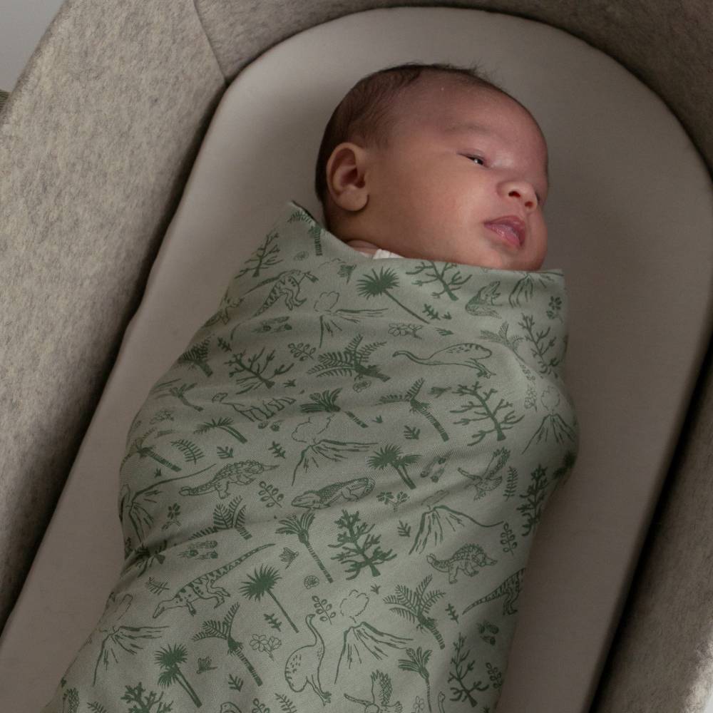 Woolbabe Merino/Organic Cotton Swaddle/Blanket - Flax Zealandia