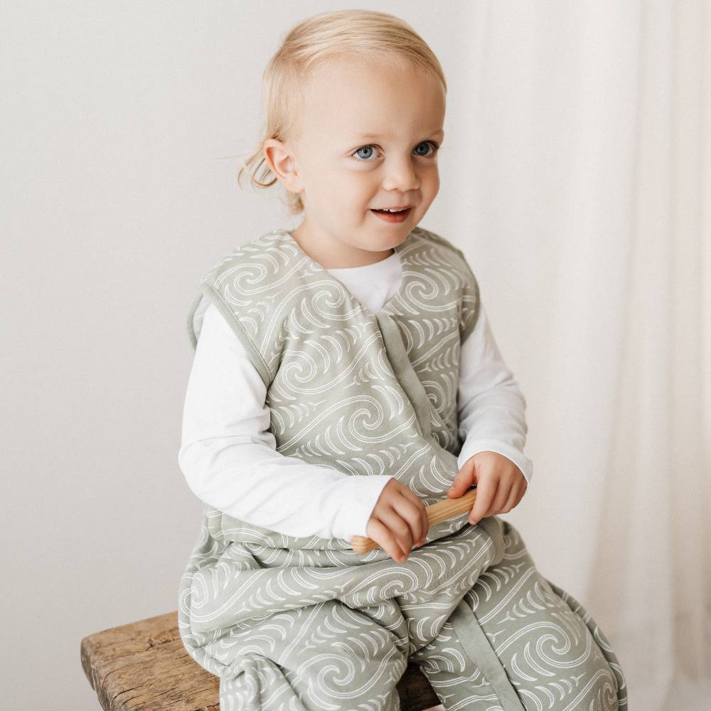 Woolbabe Duvet Sleeping Suit, Flax Ngaru, Lifestyle