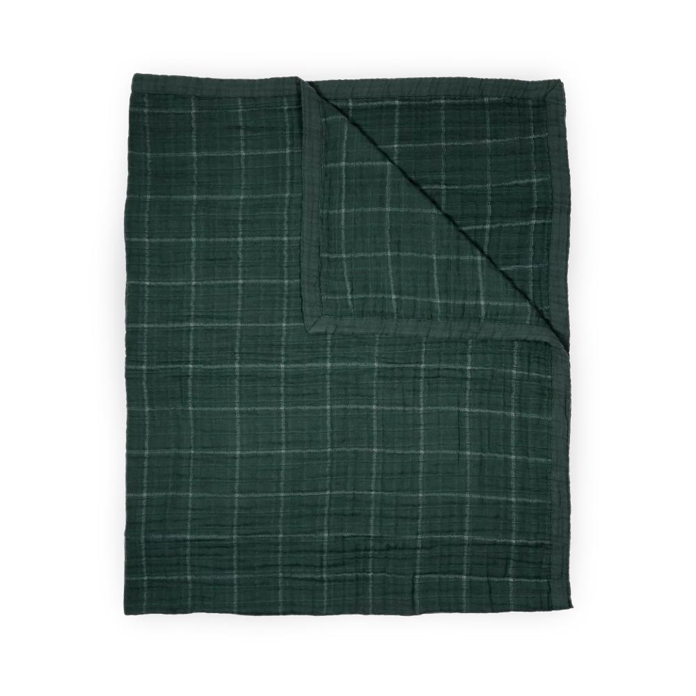 Little Unicorn Cotton Muslin Throw - Evergreen Plaid