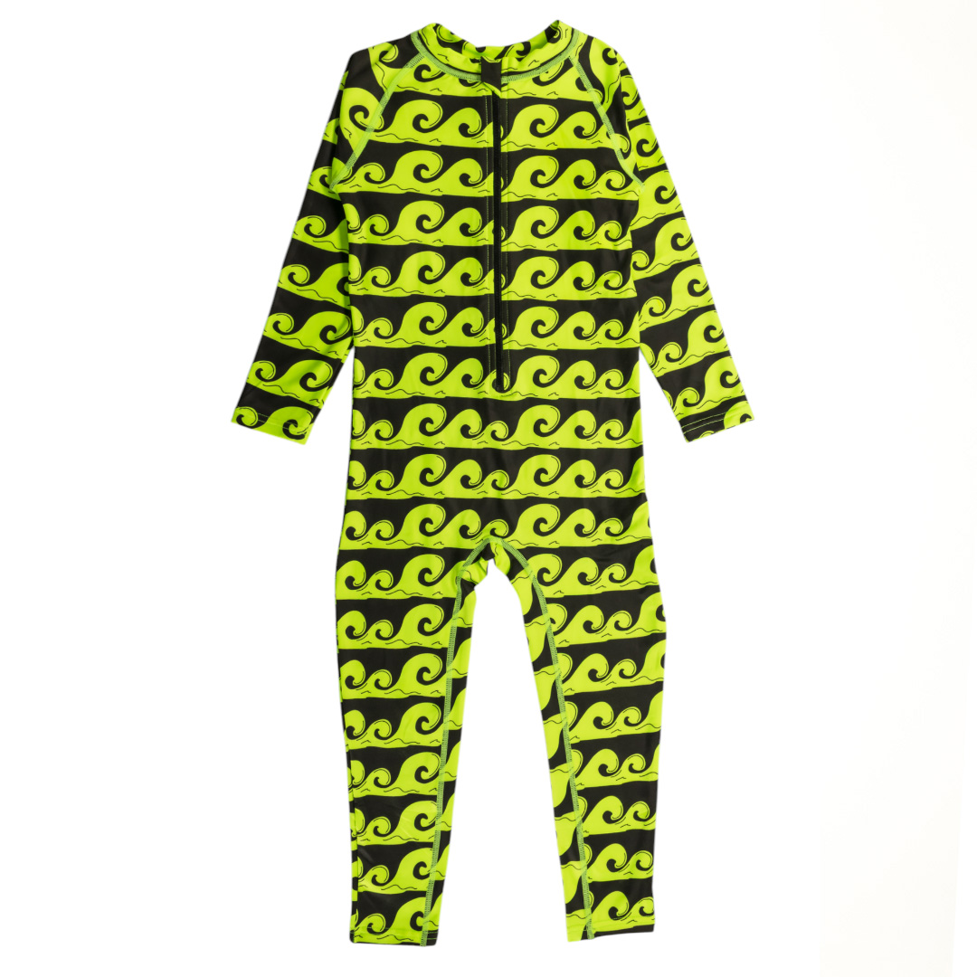 Neon by Nestling Brushed Full Swimmer Big Kids - Green Waves