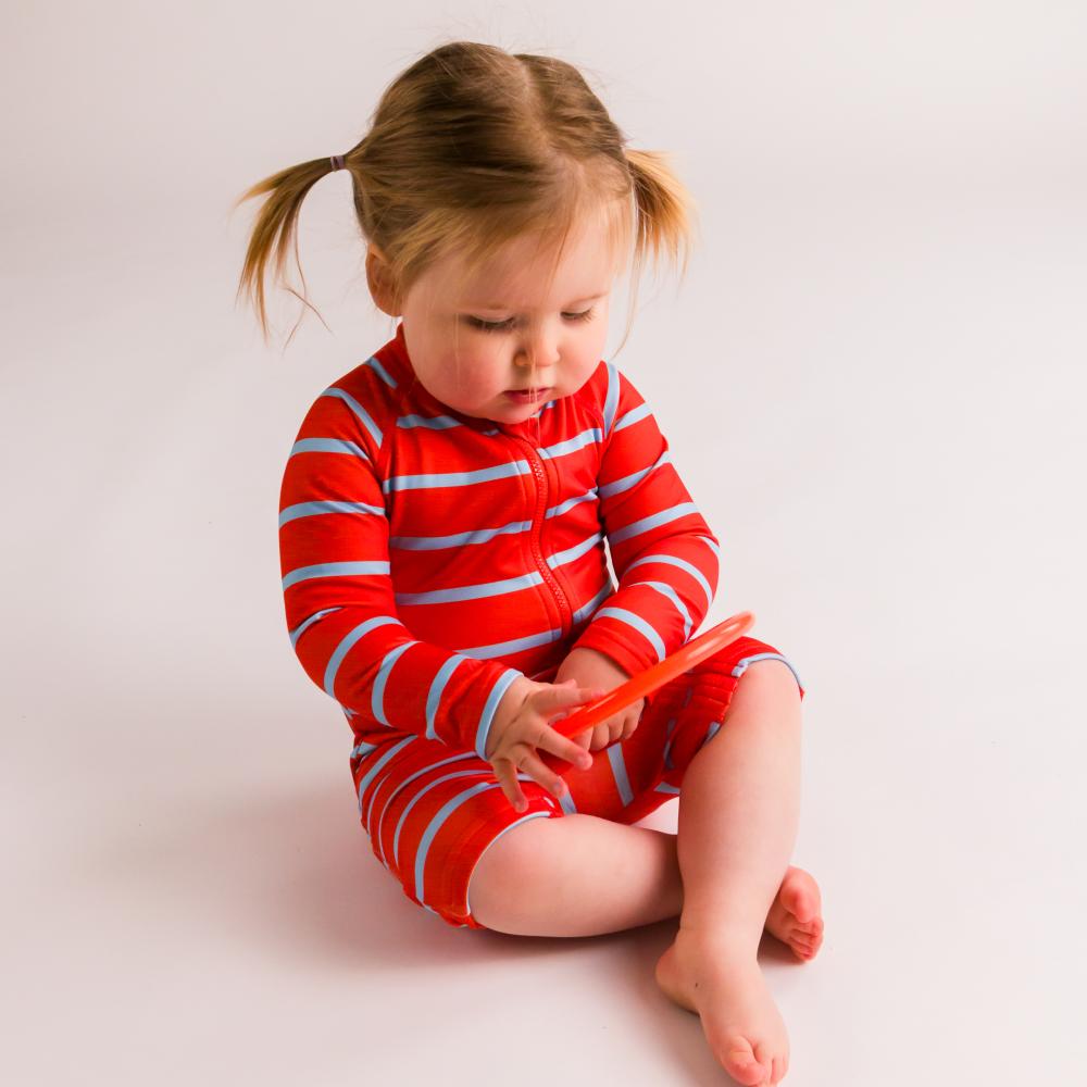 Neon by Nestling Brushed Shortie Swimmer - Red Stripe