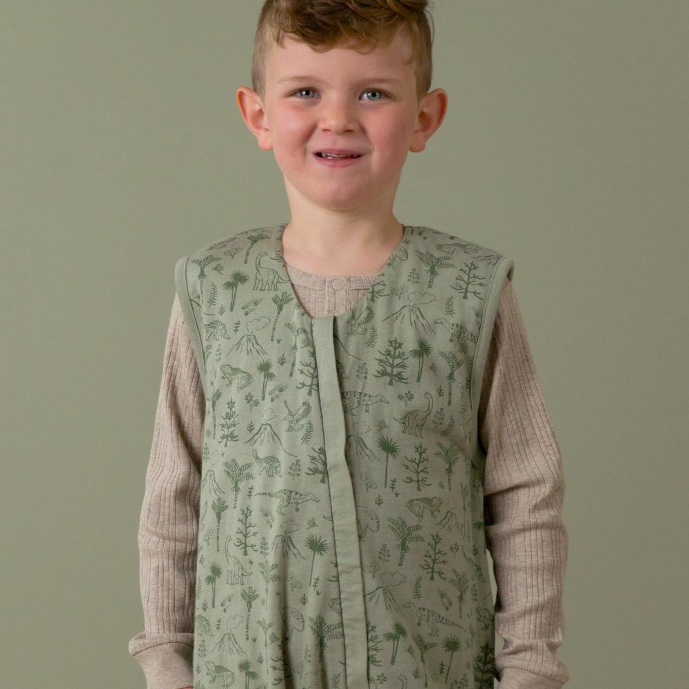 Woolbabe 3-Seasons Merino/Organic Cotton Sleeping Suit - Flax Zealandia