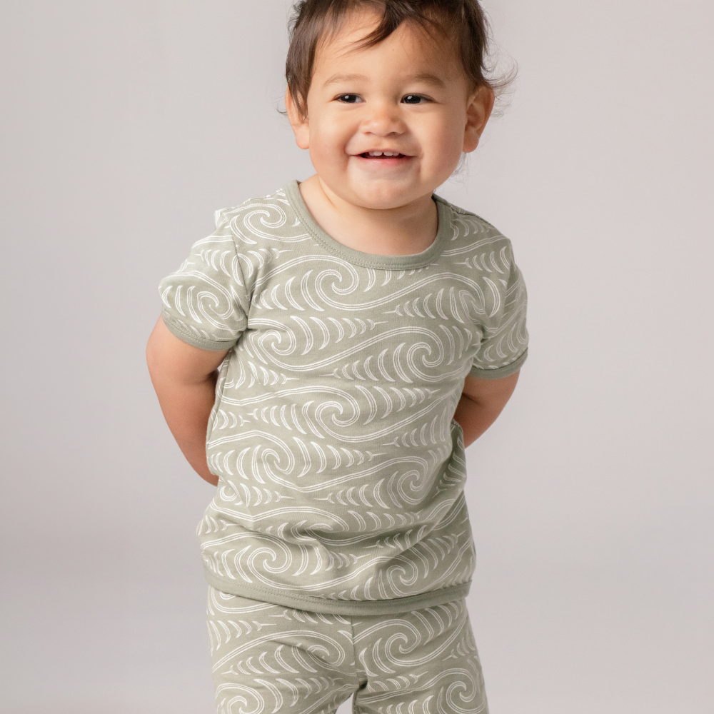 Woolbabe X BO & KO Collab Summer Pyjamas - Flax Ngaru