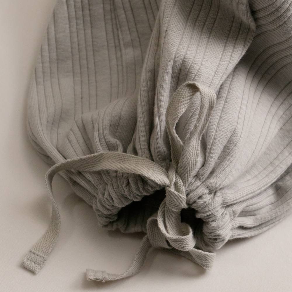 Woolbabe Organic Cotton/Merino Henley Gown - Pebble Marl