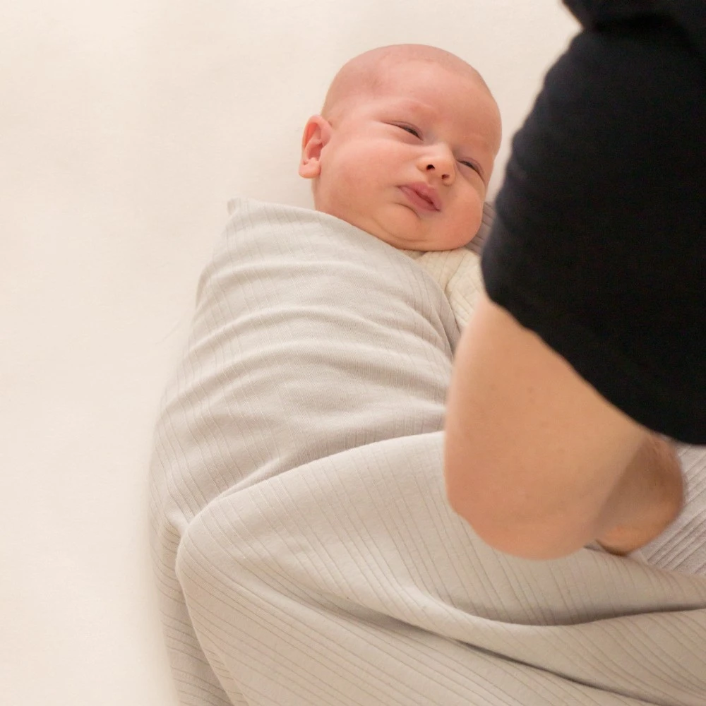 Woolbabe Organic Cotton/Merino Swaddle Blanket - Pebble Marl