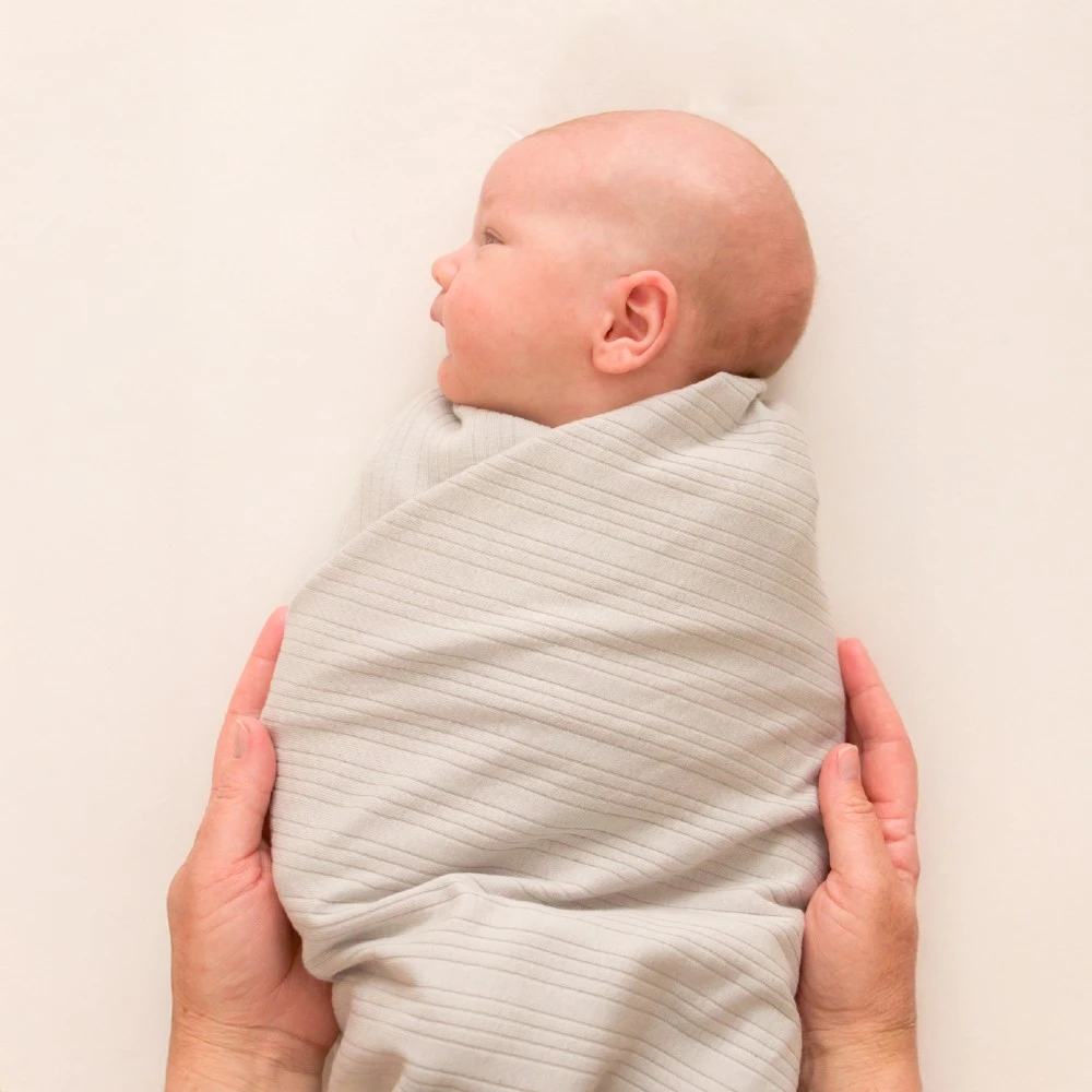 Woolbabe Organic Cotton/Merino Swaddle Blanket - Pebble Marl