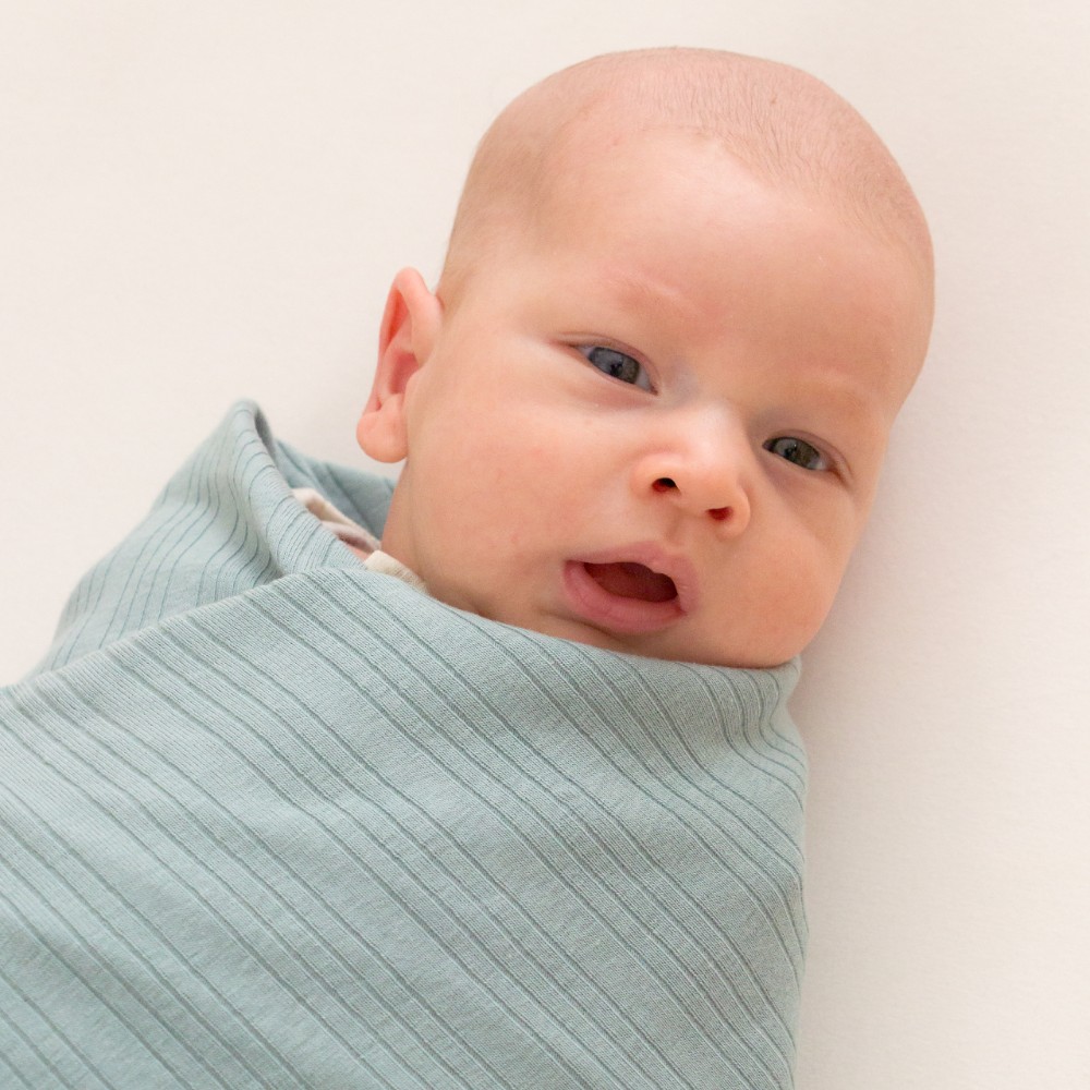 Woolbabe Organic Cotton/Merino Swaddle Blanket - Tide Marl