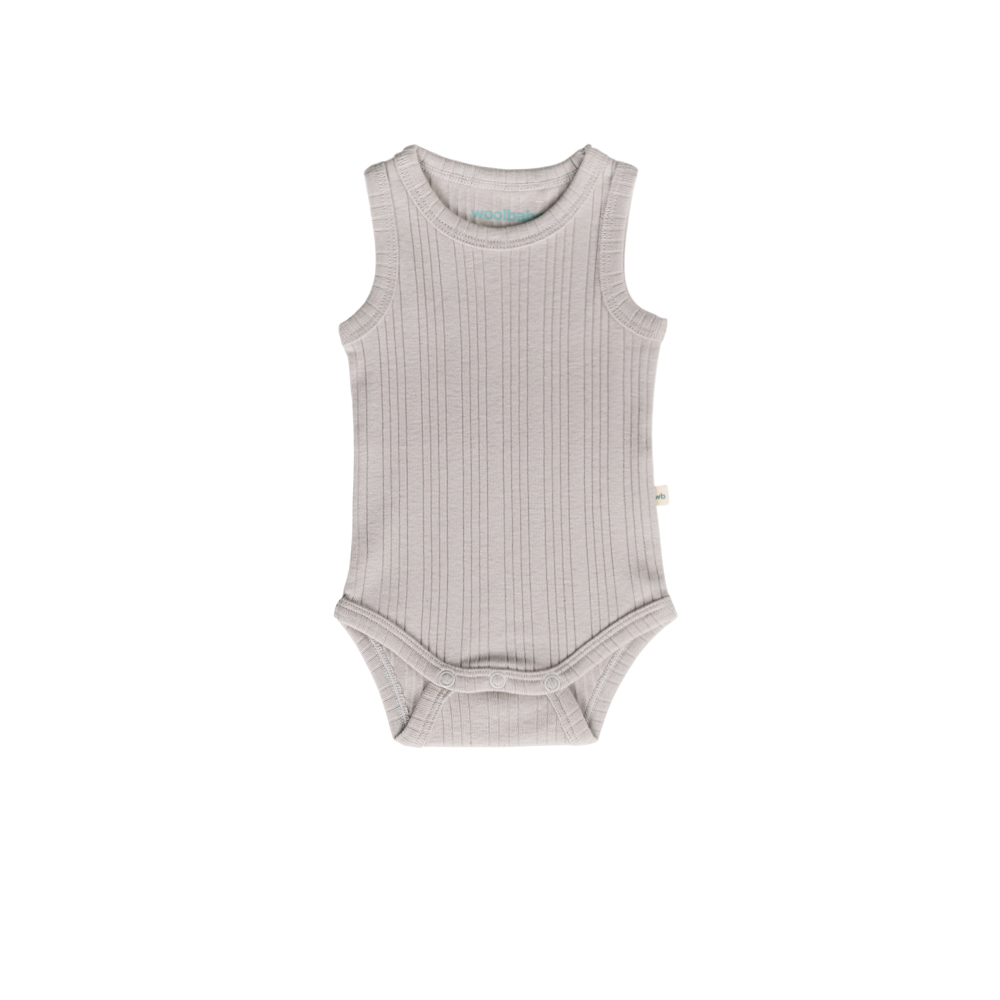 Woolbabe Organic Cotton/Merino Singletsuit - Pebble Marl