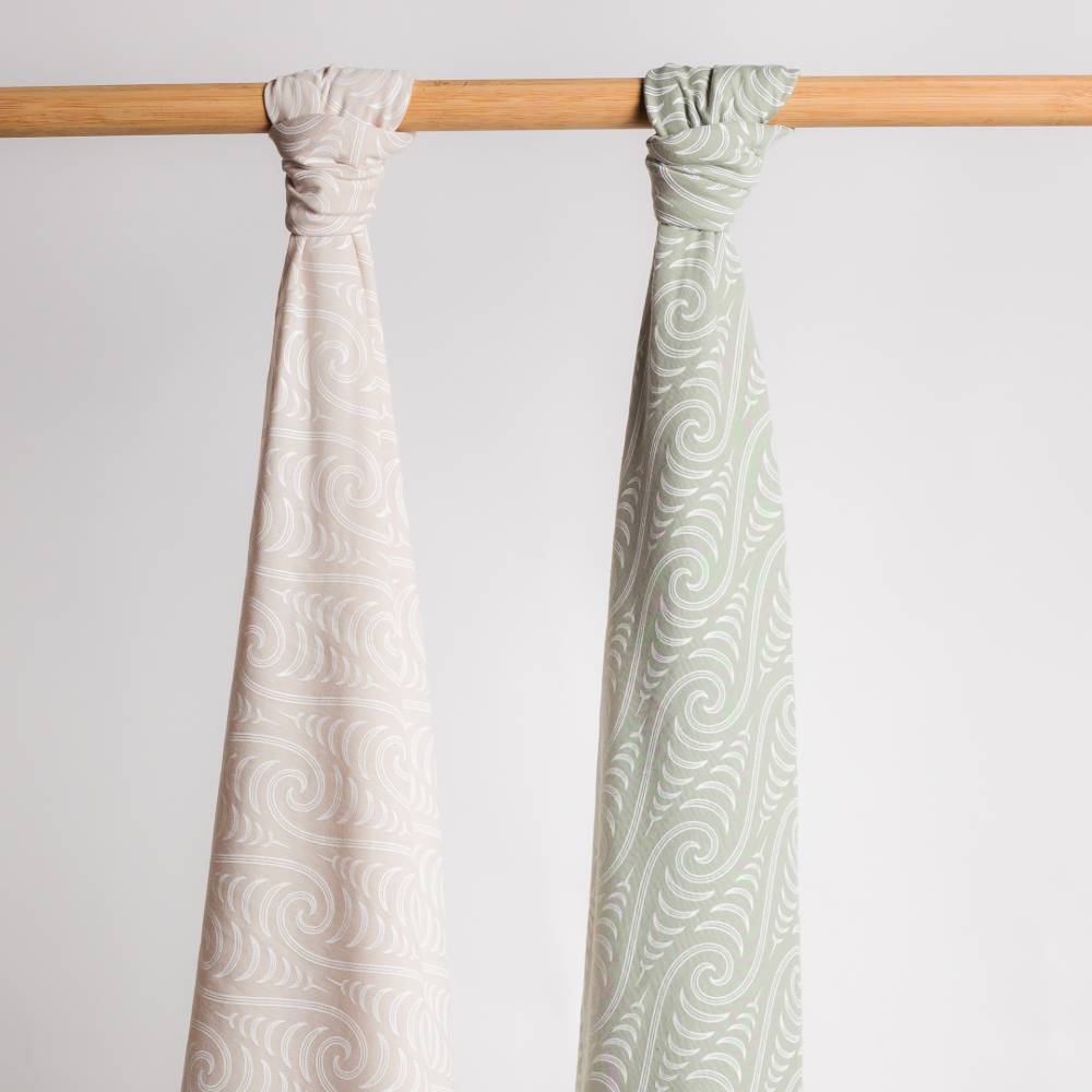 Woolbabe X BO & KO Collab Swaddle Blanket - Flax Ngaru