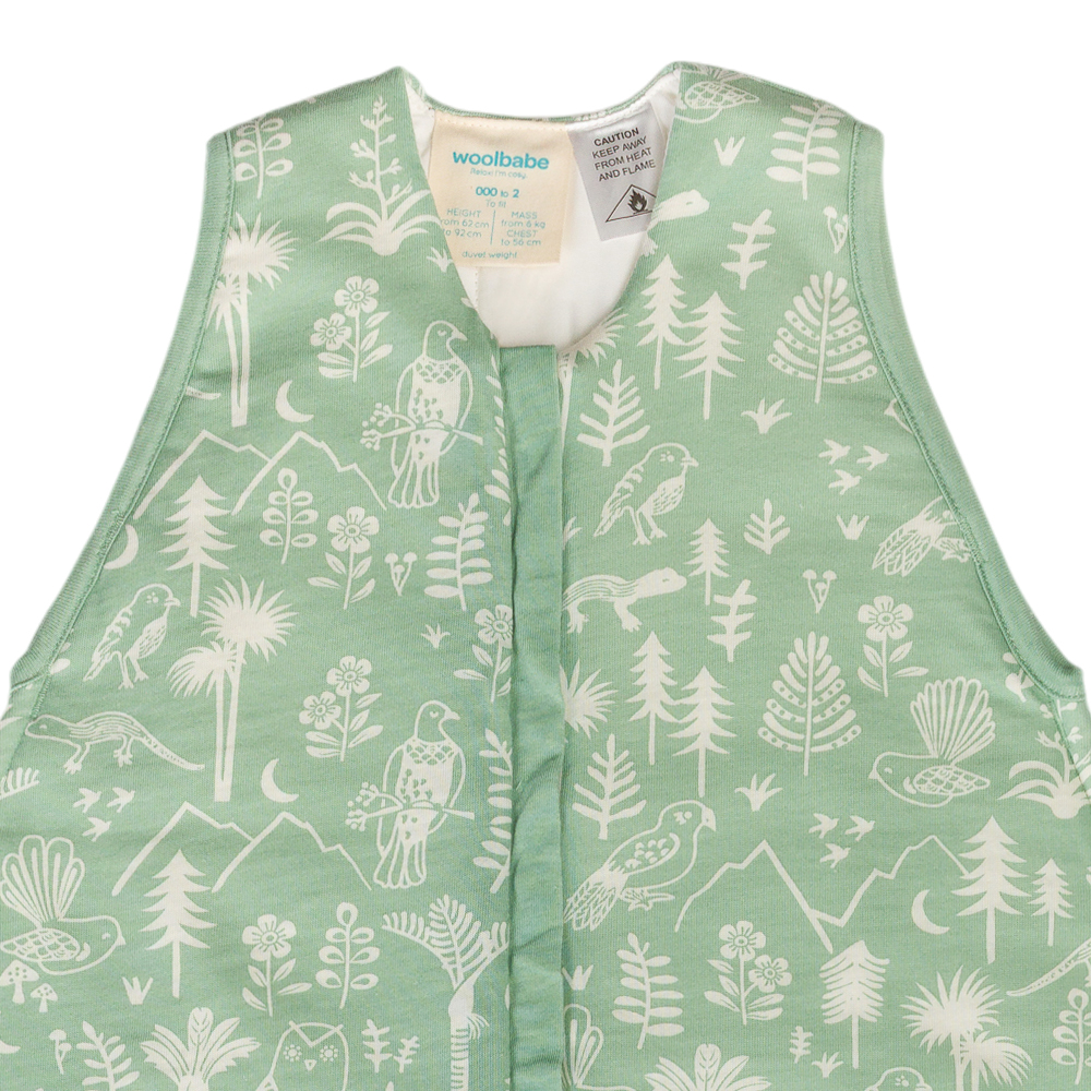 Woolbabe Duvet Front Zip Sleeping Bag - Limited Edition - Moss Wilderness