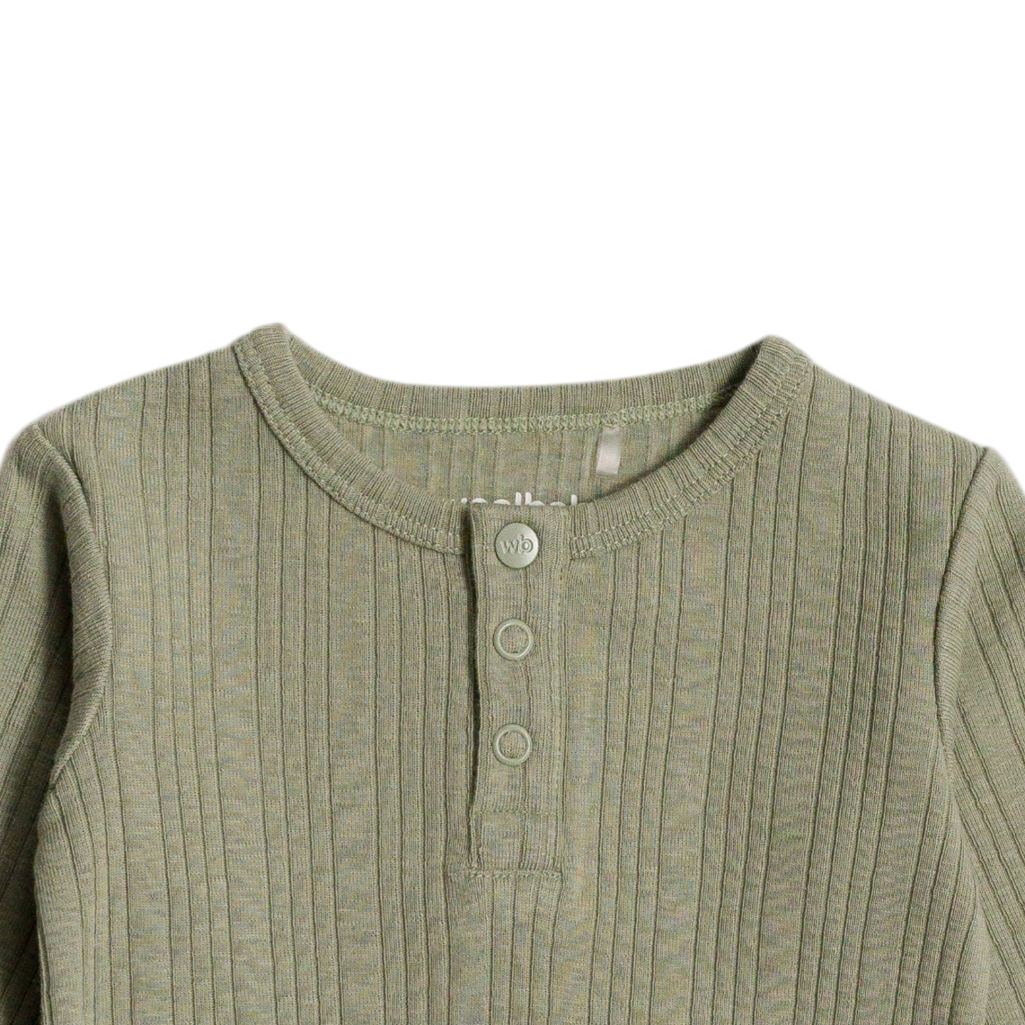 Woolbabe Organic Cotton/Merino Long Sleeve Henley Bodysuit - Flax Marl