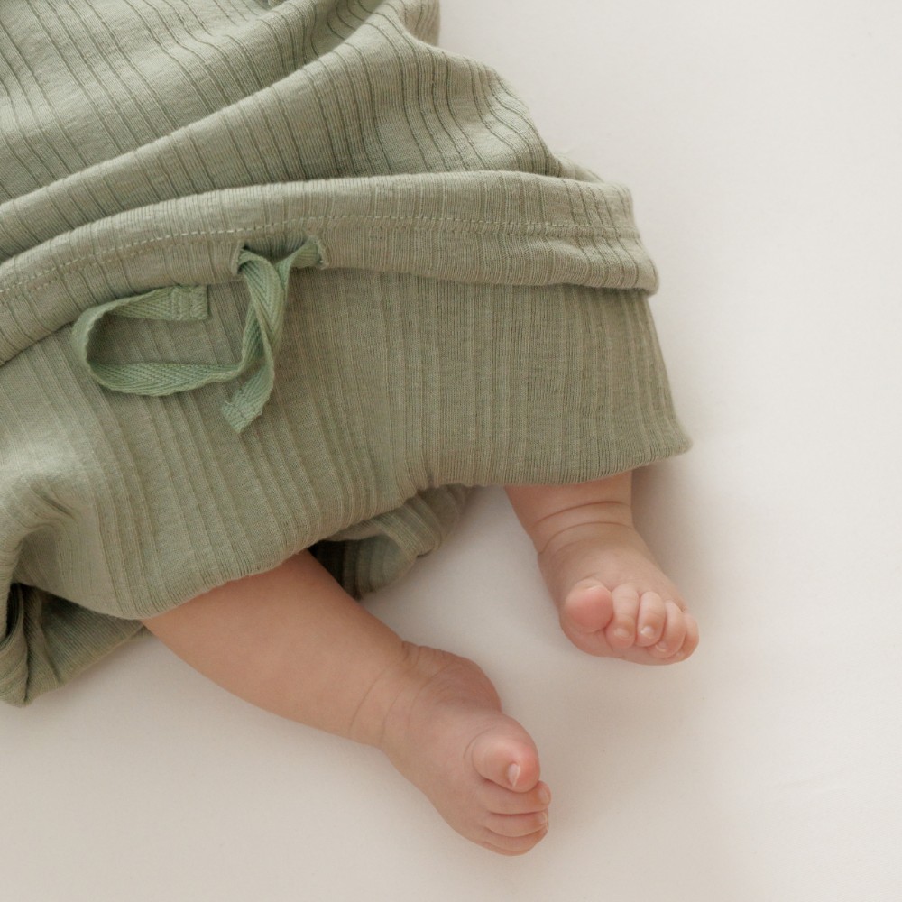Woolbabe Organic Cotton/Merino Henley Gown - Flax Marl