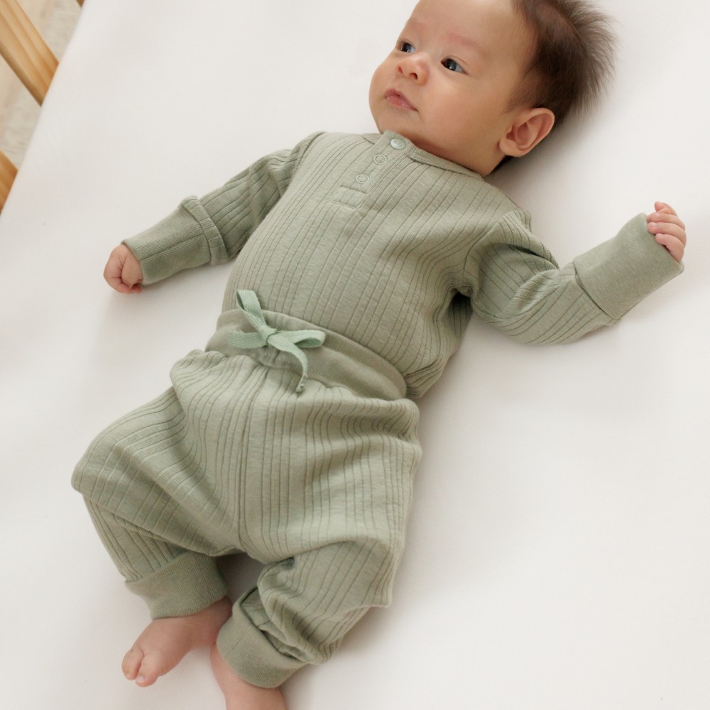 Woolbabe Organic Cotton/Merino Relaxed Pants - Flax Marl