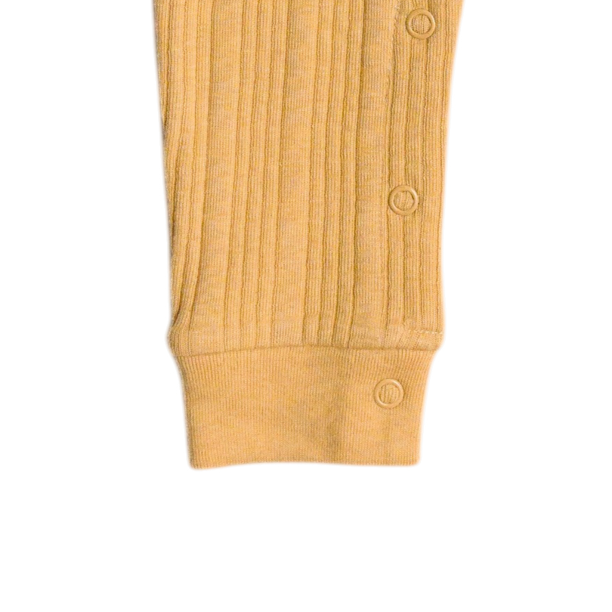 Woolbabe Organic Cotton/Merino Long Sleeve Henley Suit - Buttercup Marl