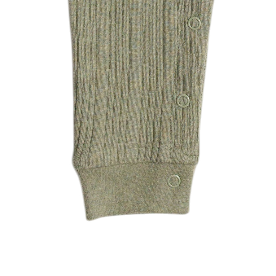 Woolbabe Organic Cotton/Merino Long Sleeve Henley Suit - Flax Marl