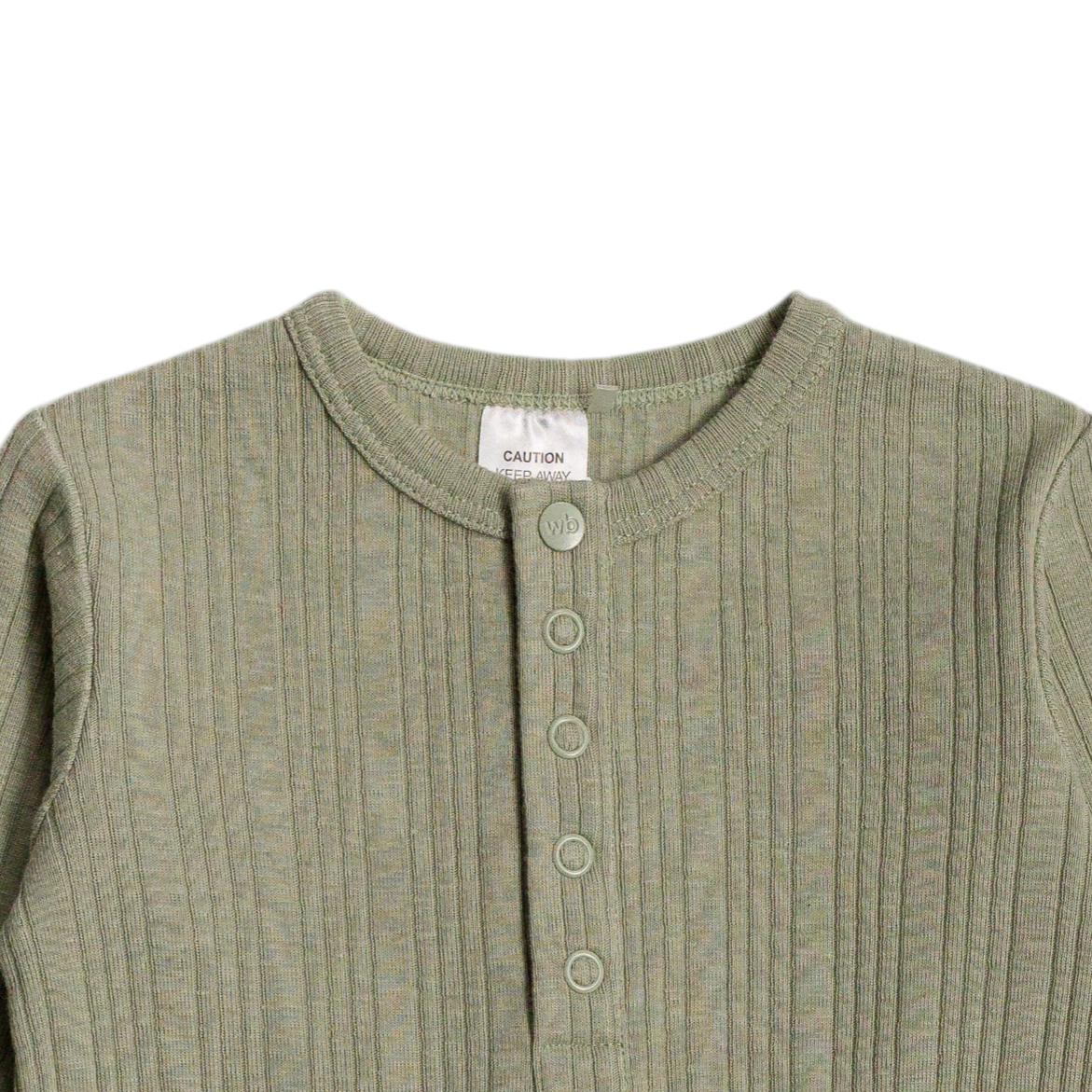 Woolbabe Organic Cotton/Merino Long Sleeve Henley Suit - Flax Marl