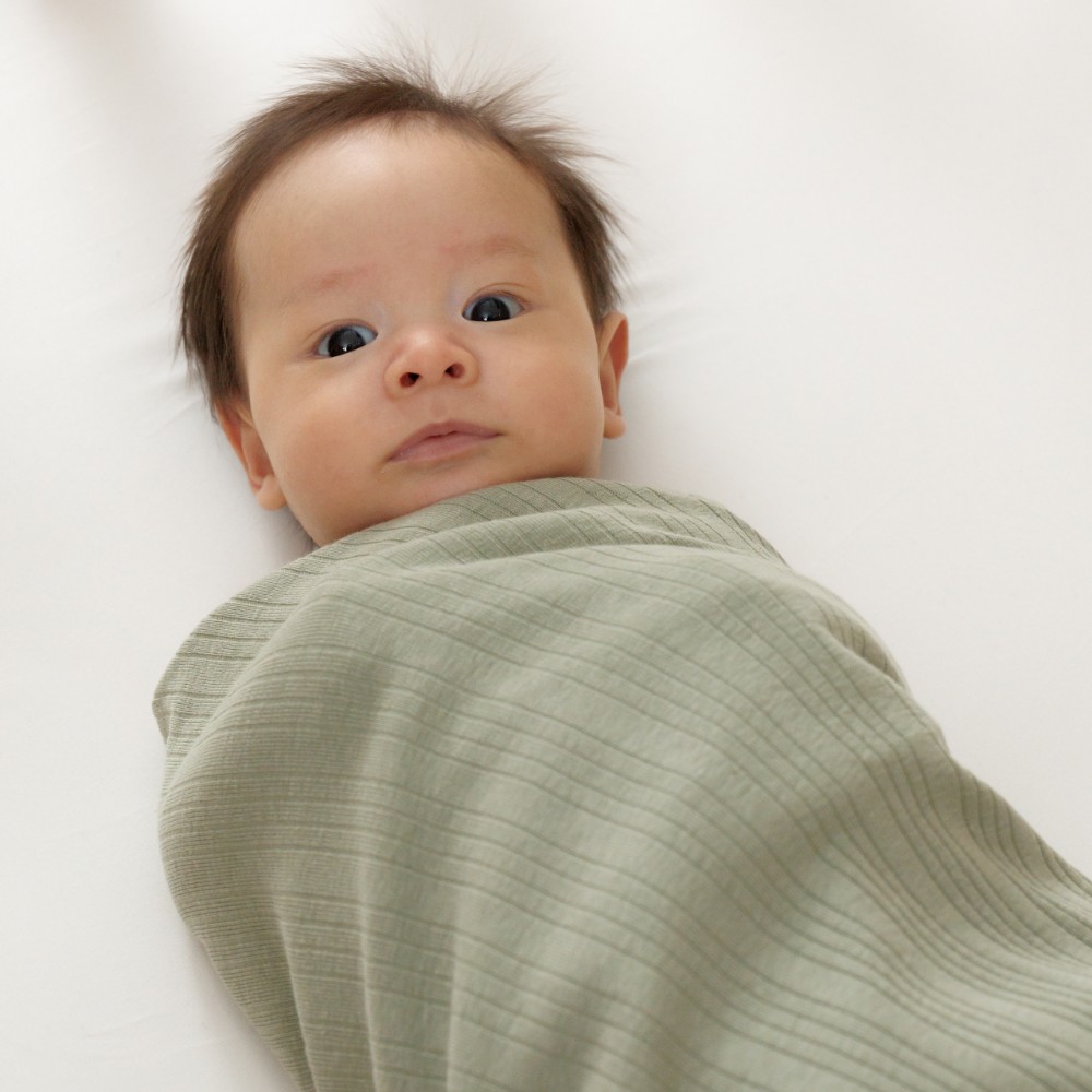 Woolbabe Organic Cotton/Merino Swaddle Blanket - Flax Marl