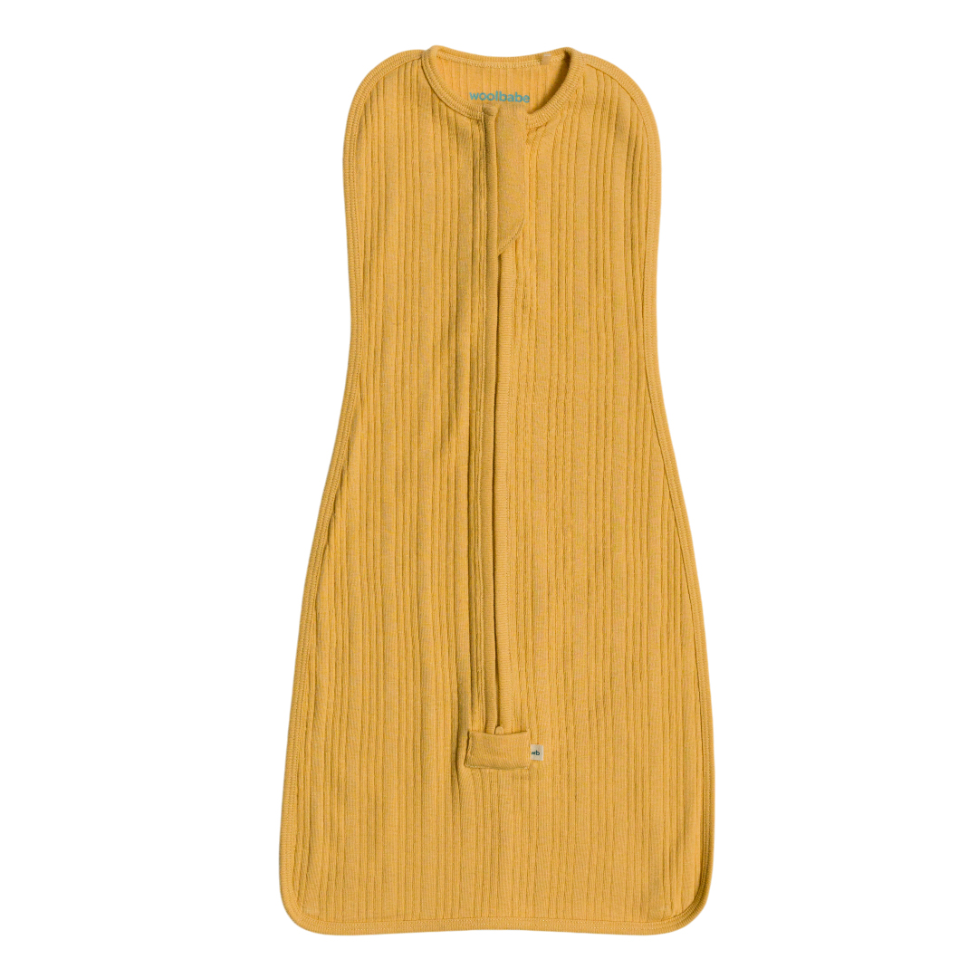 Woolbabe Organic Cotton/Merino Fitted Zip Swaddle - Buttercup Marl