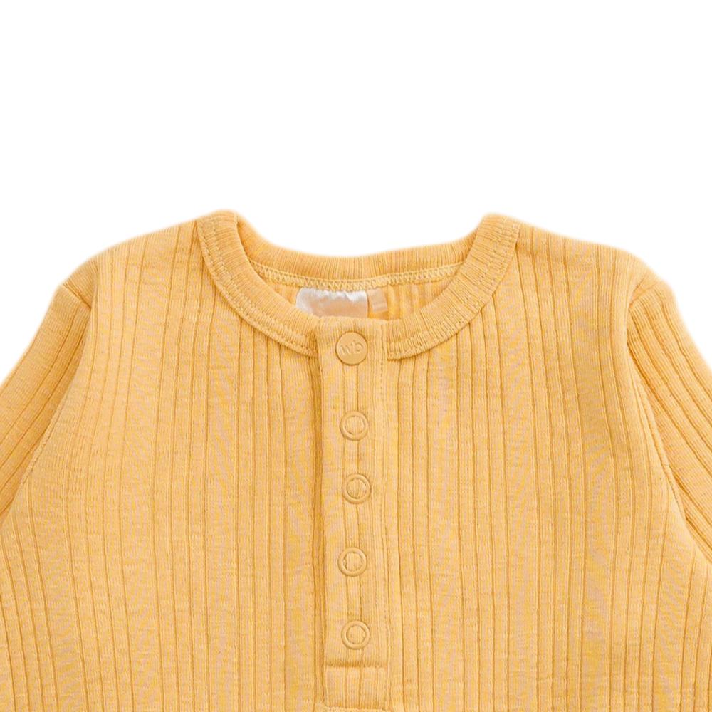 Woolbabe Organic Cotton/Merino Henley Gown - Buttercup Marl