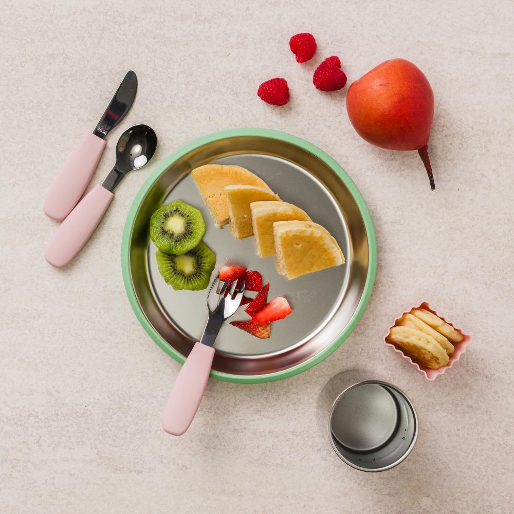 Nestling Stainless Flat Suction Plate 20cm - Sage