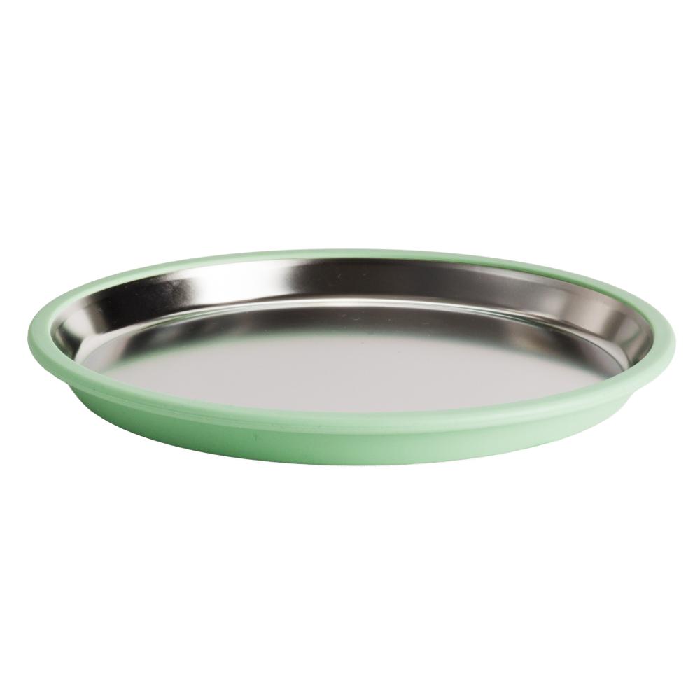 Nestling Stainless Flat Suction Plate 23cm - Sage