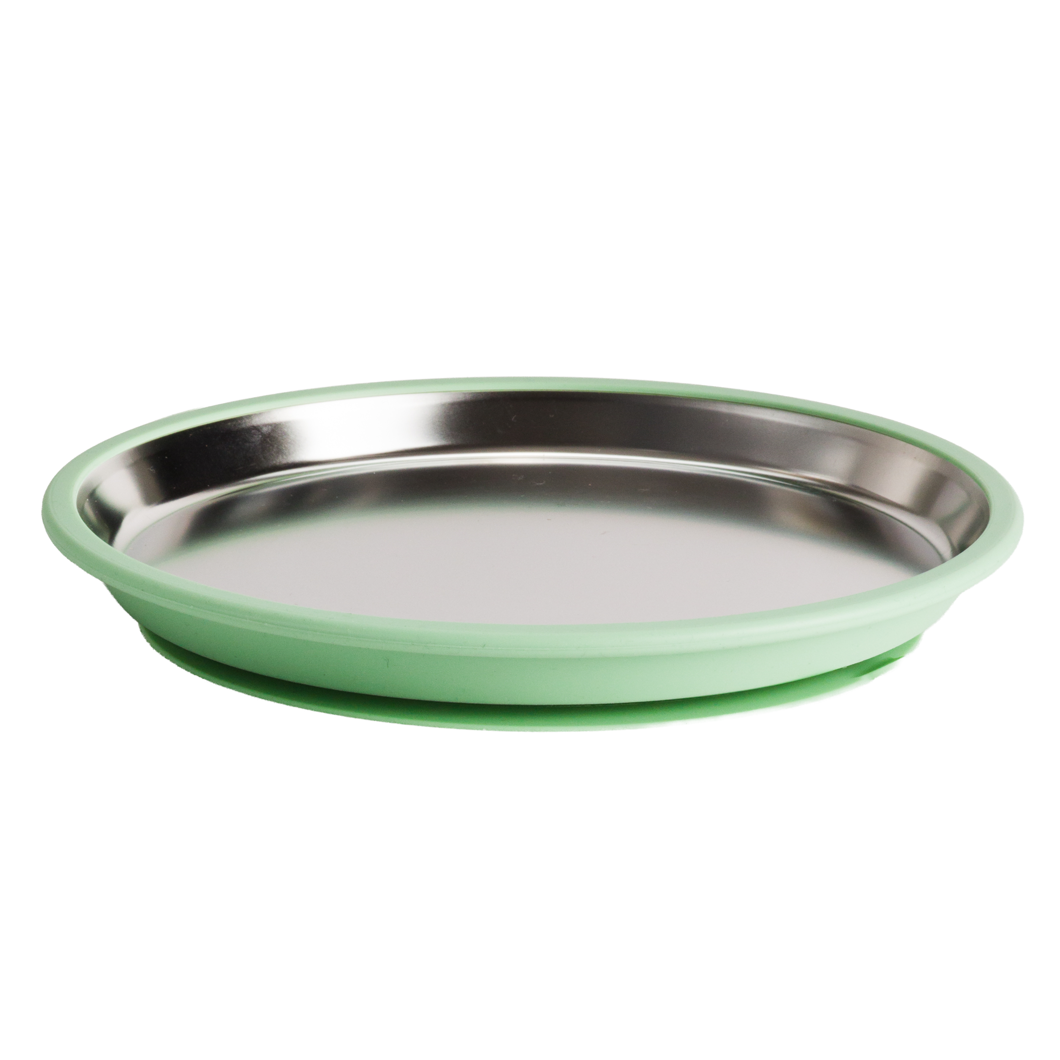 Nestling Stainless Flat Suction Plate 23cm - Sage