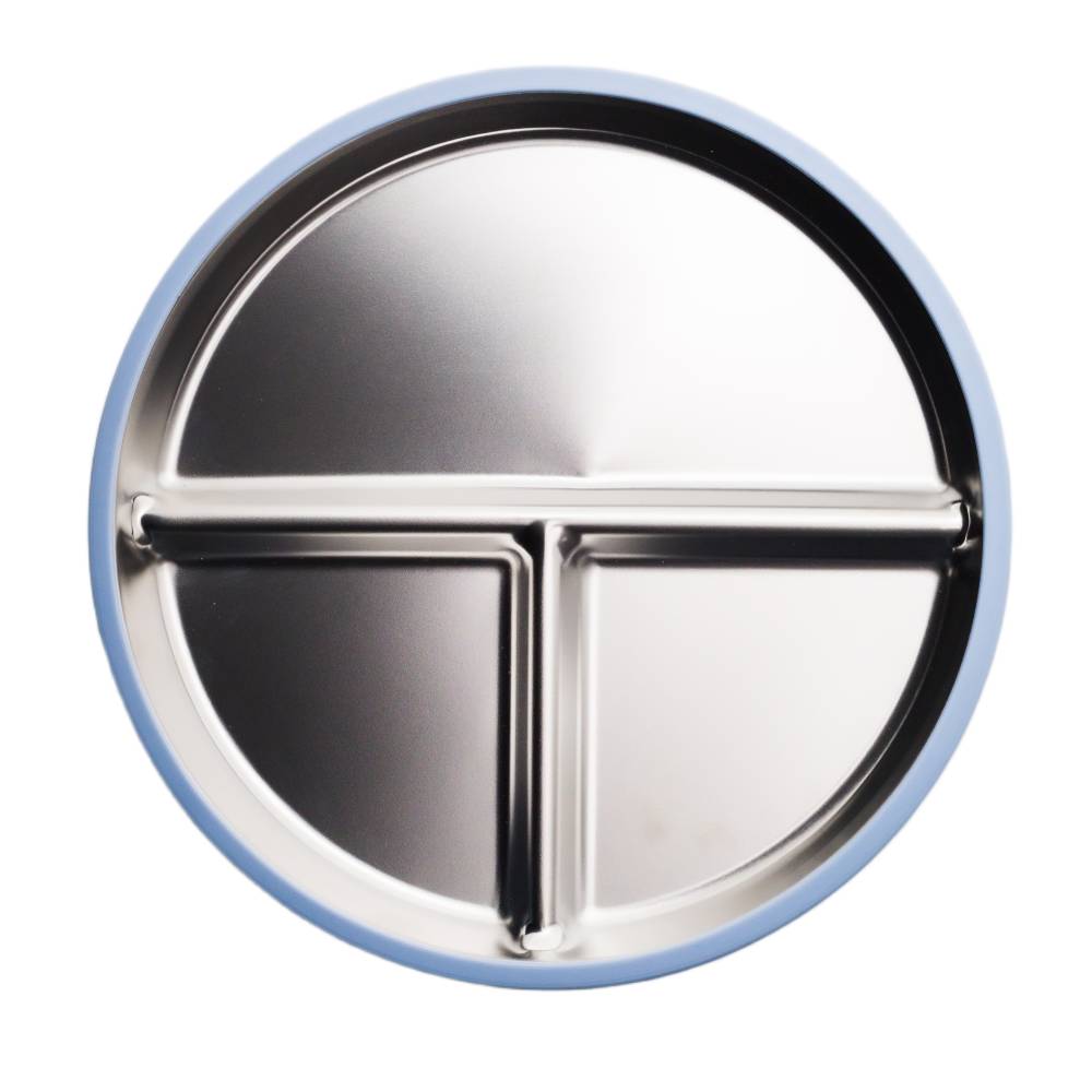 Nestling Stainless Divided Suction Plate 23cm - Dusty Blue