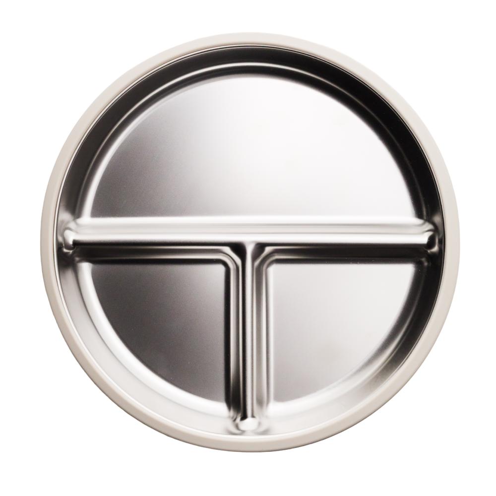 Nestling Stainless Divided Suction Plate 20cm - Oat