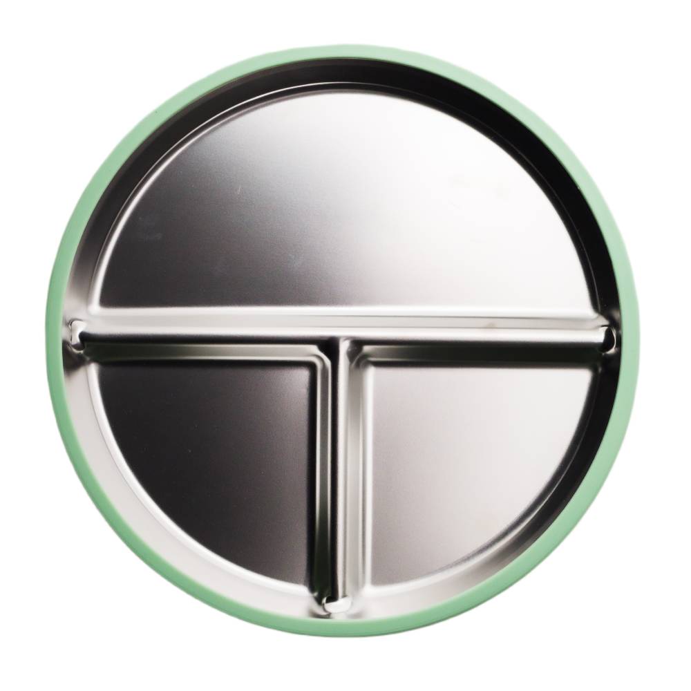 Nestling Stainless Divided Suction Plate 23cm - Sage