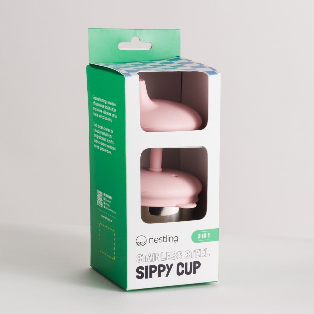 Nestling Stainless Steel 3-in-1 Sippy Cup - Dusty Pink