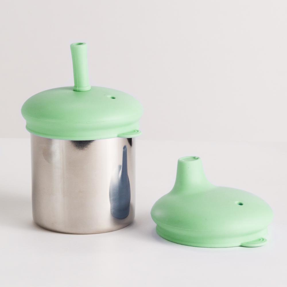 Nestling Stainless Steel 3-in-1 Sippy Cup - Sage