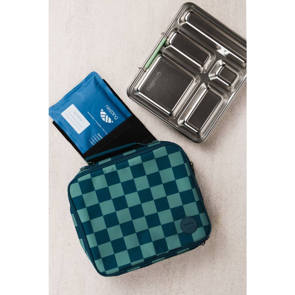 Nestling Insulated Lunch Bag - Blue/Green Check