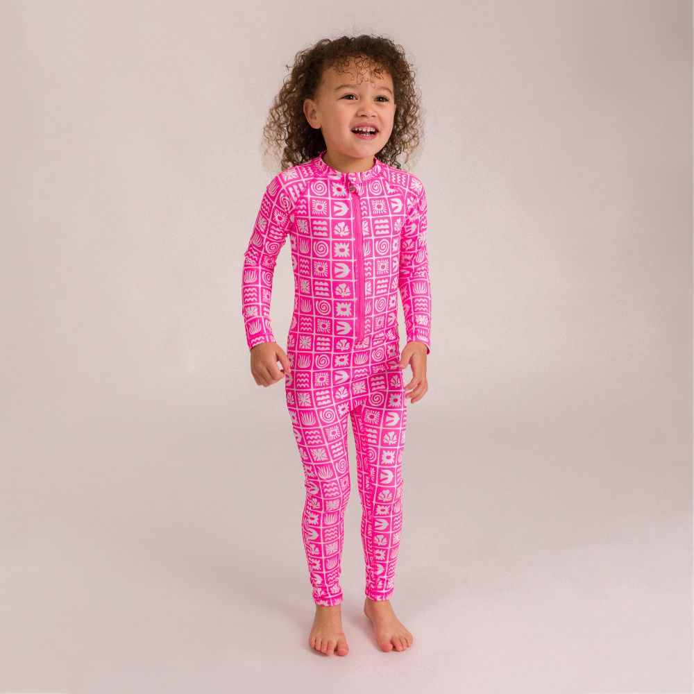 Nestling AquaLuxe Full Swimsuit - Neon Pink Retro Surf