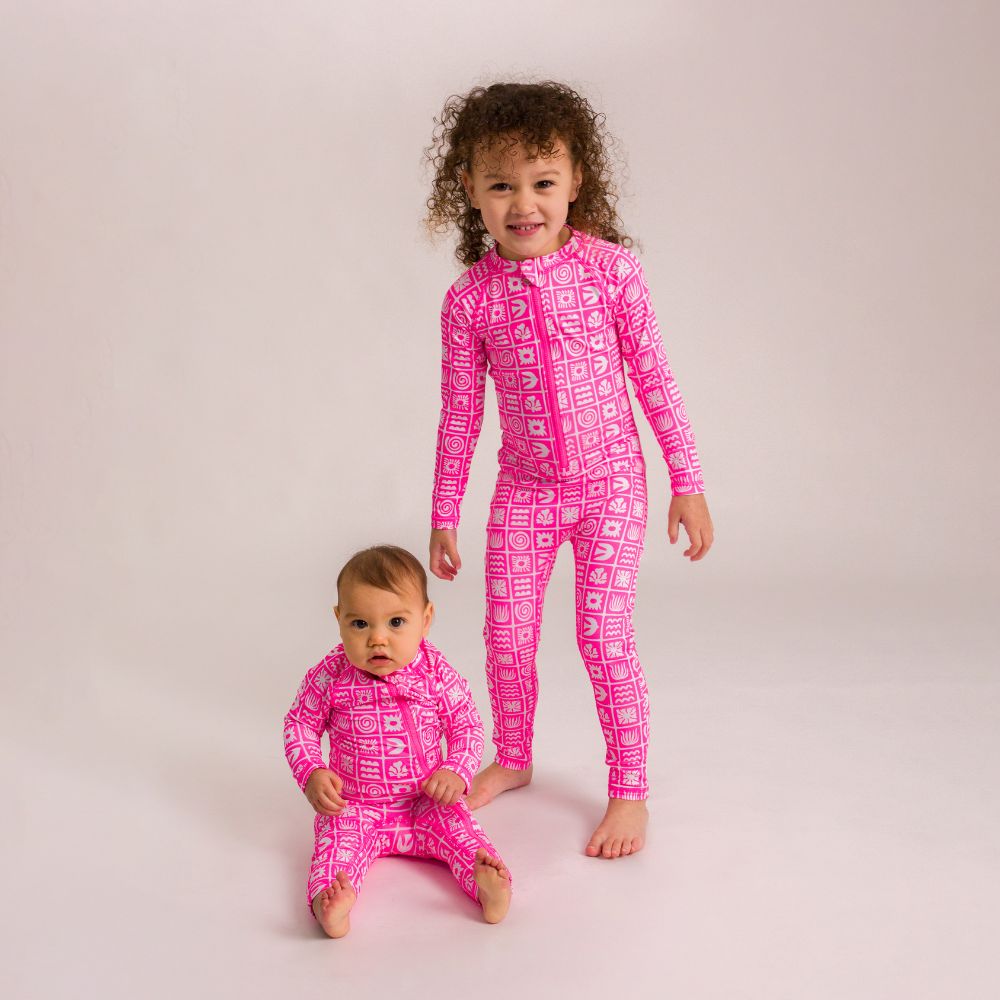 Nestling AquaLuxe Full Swimsuit - Neon Pink Retro Surf
