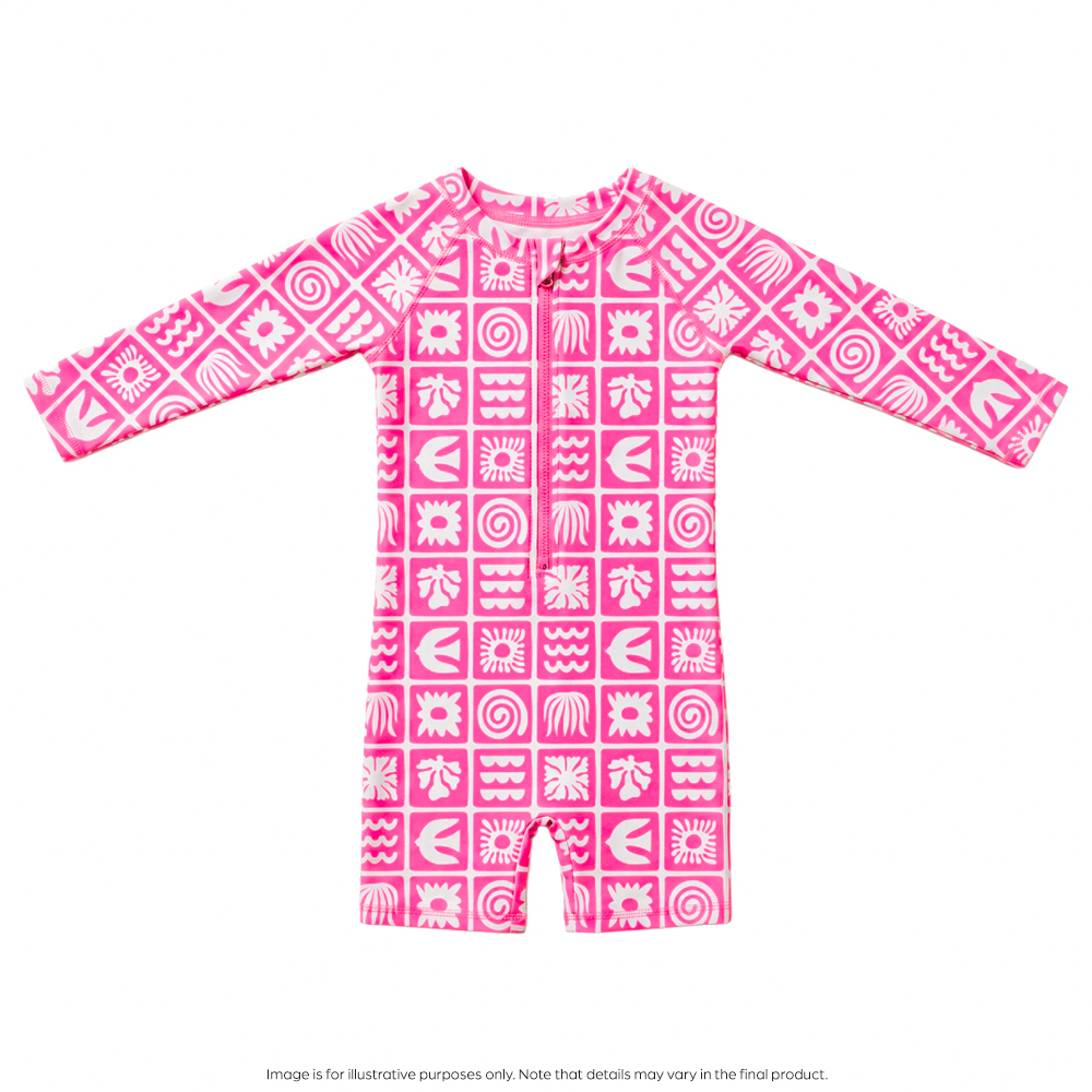 Nestling AquaLuxe Shortie Swimsuit - Neon Pink Retro Surf