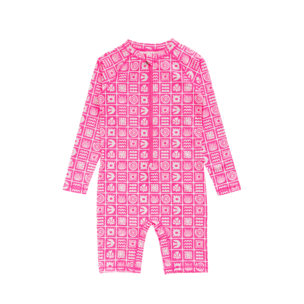 Nestling AquaLuxe Shortie Swimsuit - Neon Pink Retro Surf