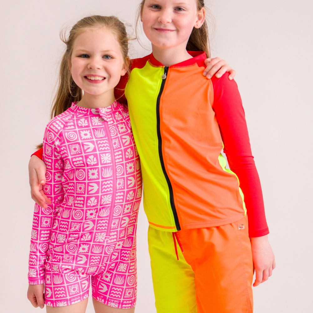 Nestling AquaLuxe Shortie Swimsuit - Neon Pink Retro Surf