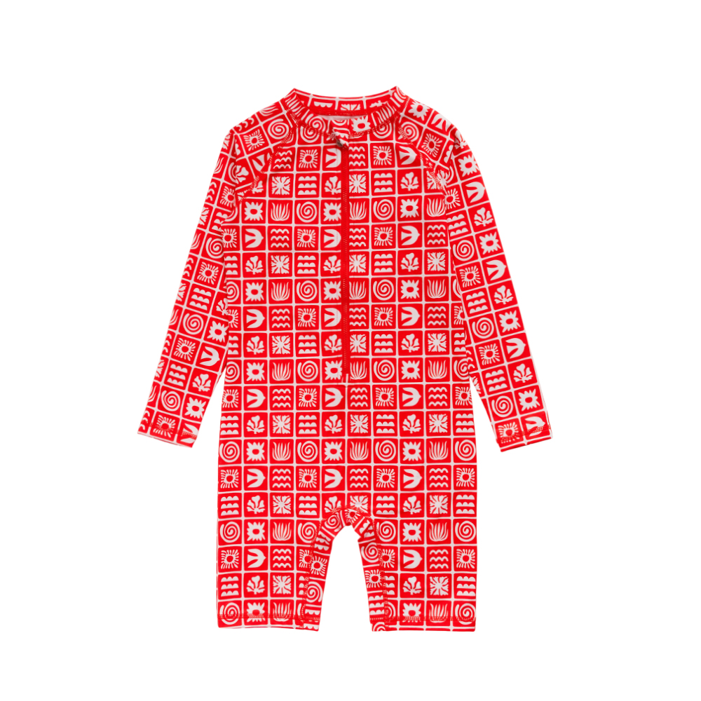 Nestling AquaLuxe Shortie Swimsuit - Red Retro Surf