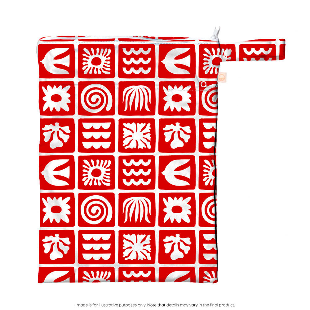 Nestling Double Pocket Wet Bag - Red Retro Surf