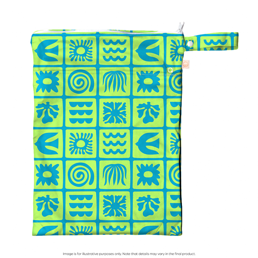Nestling Double Pocket Wet Bag - Green Retro Surf