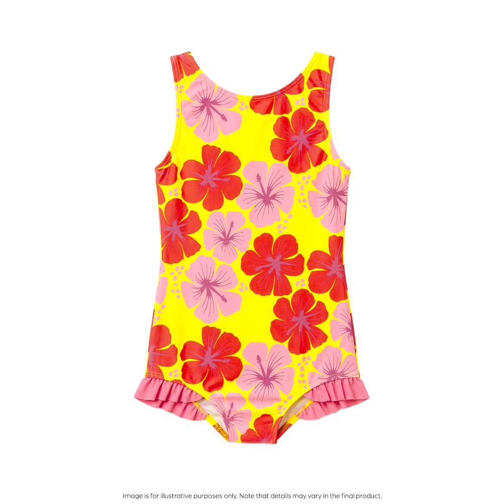 Nestling Neon Girls Swimsuit - Hibiscus