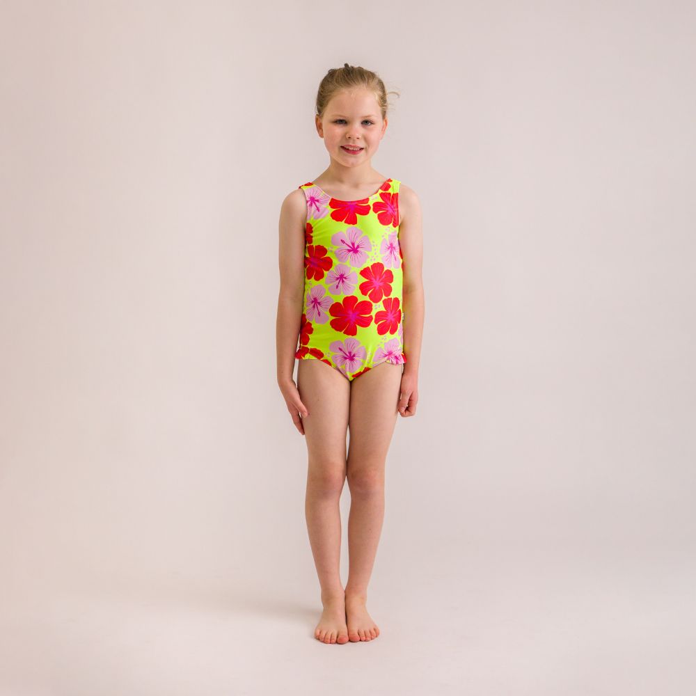 Nestling Neon Girls Swimsuit - Hibiscus