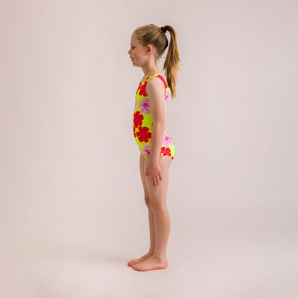 Nestling Neon Girls Swimsuit - Hibiscus