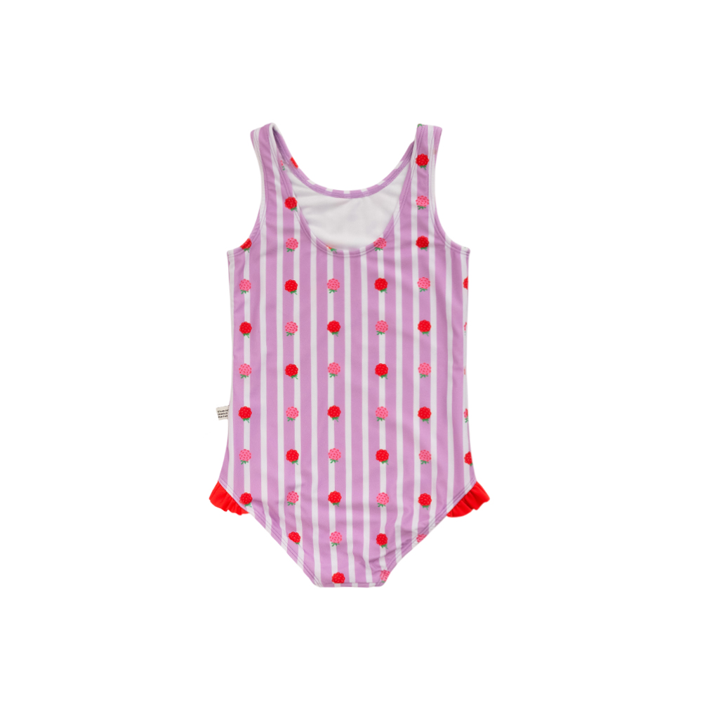 Nestling Neon Girls Swimsuit - Striped Raspberries