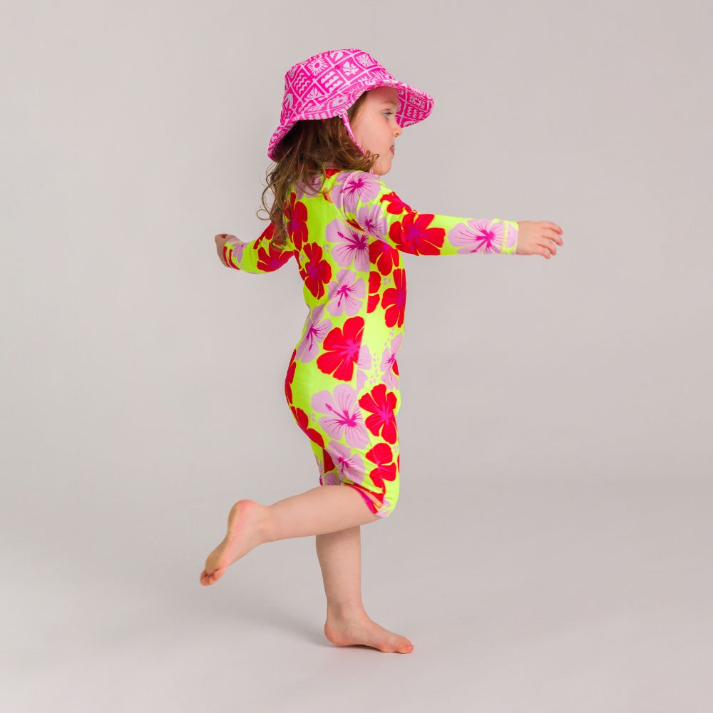 Nestling Neon Swim Bucket Hat - Neon Pink Retro Surf