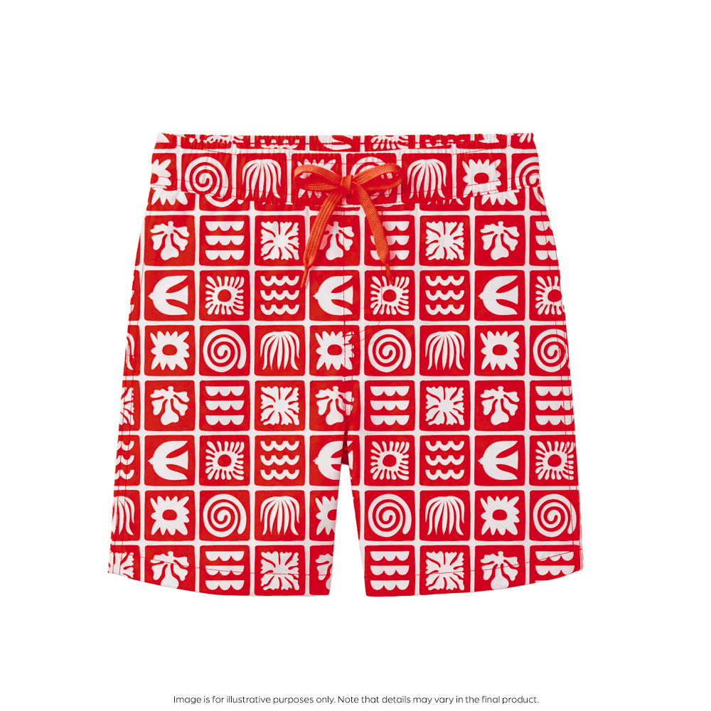 Nestling Neon Swim Boardies - Red Retro Surf